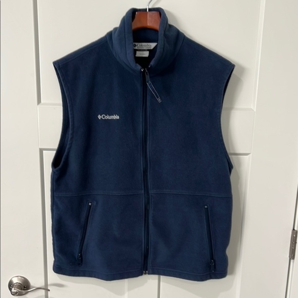 Columbia Blue Fleece Full Zip Vest Sz L